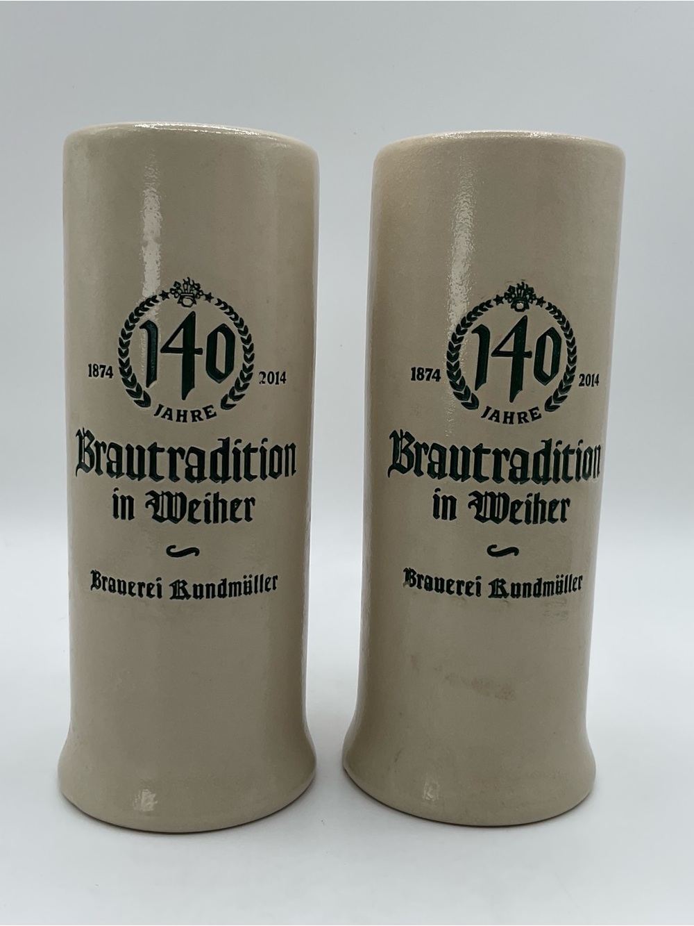 Brauerei Kundmüller Weiher 140 Jahre 2014 German Beer Steins 0.5L Set of 2